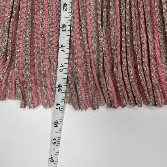 H&M Pink & Silver Metallic Pleated Midi Dress Shimmer Knit Cami Size Medium - Picture 11 of 14